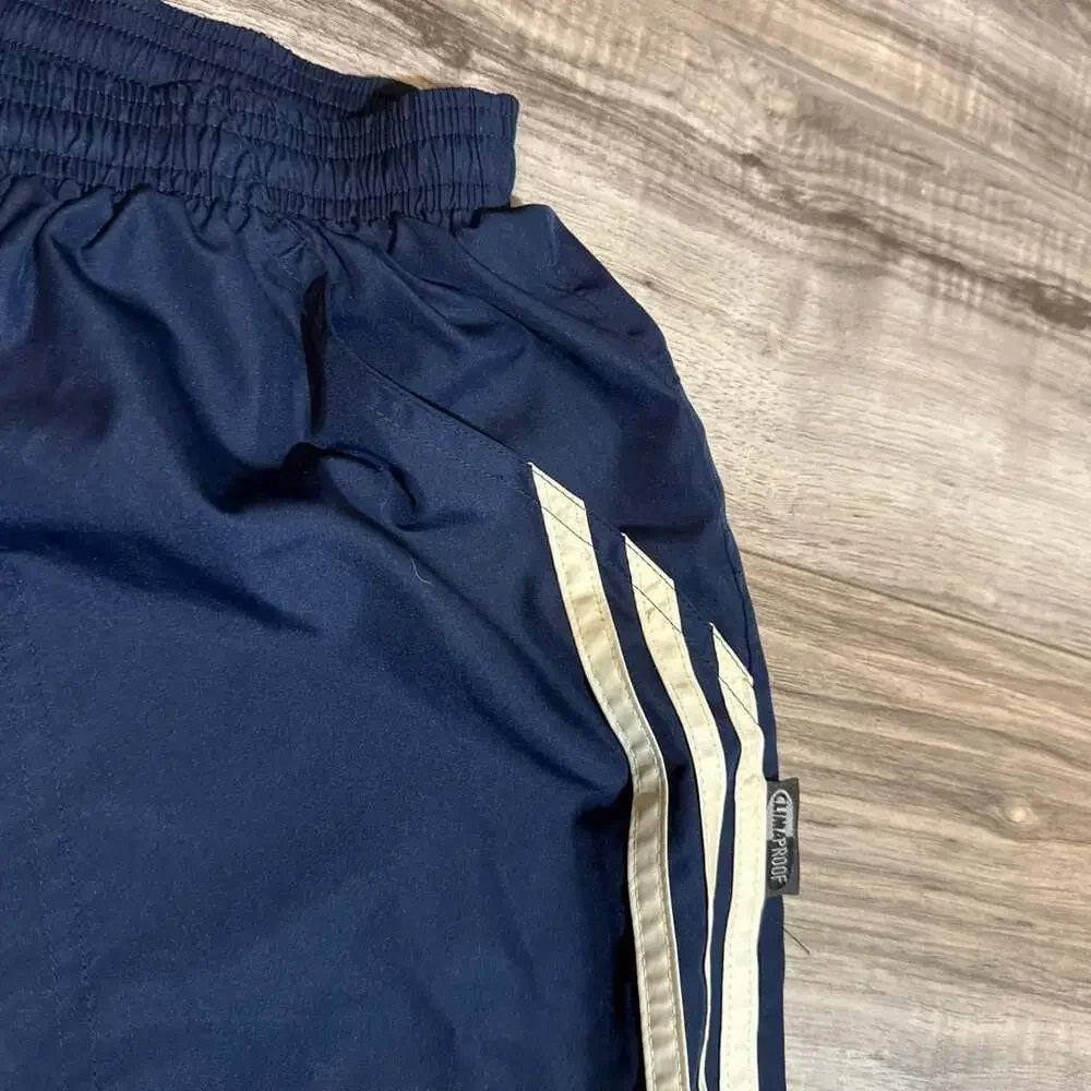 Vintage Adidas ClimaProof Navy Blue Windbreaker Track Pants with Side Zippers